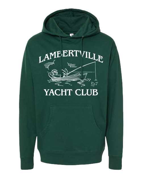Lambertville "Yacht Club" Midweight Hooded Sweatshirt (Forest Green)