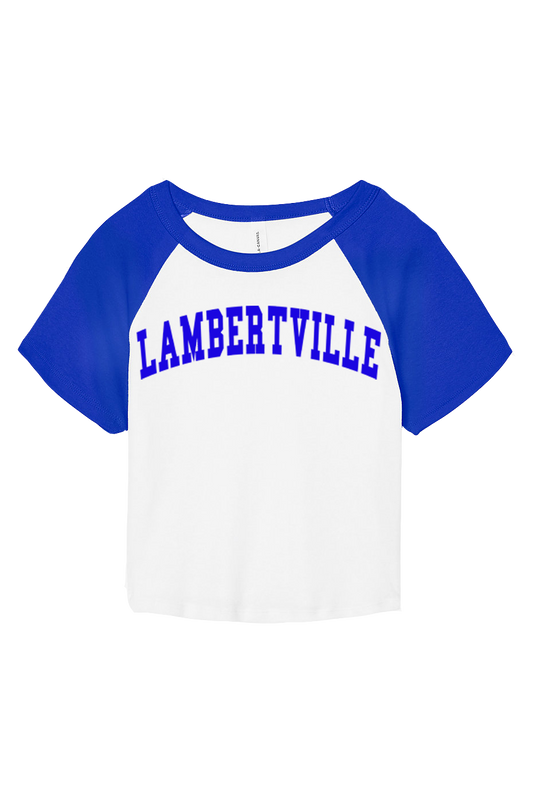 "Lambertville" Arc Logo Micro Rib Raglan Baby Tee Royal Blue
